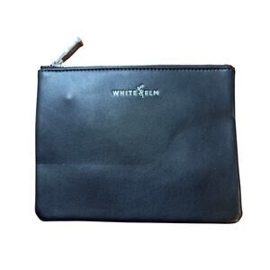 White Elm Maia Vegan Leather Zippered Pouch Purse/Cosmetic Bag in Black